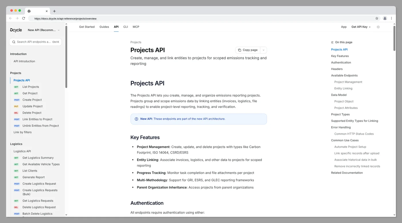 API de Proyectos disponible en Developer Center