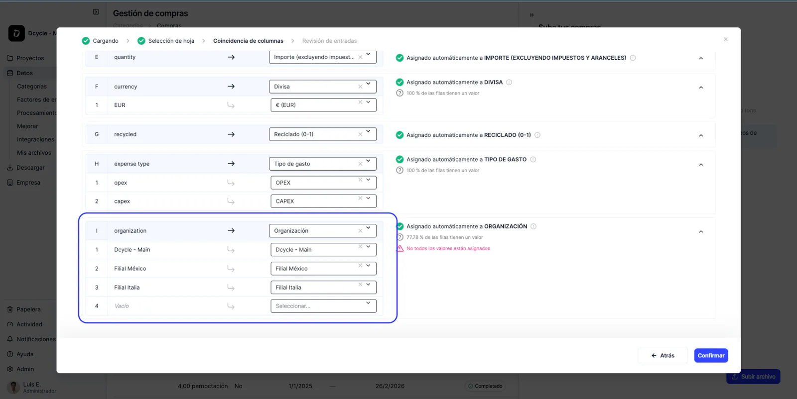 Bulk purchase upload for holding organizations