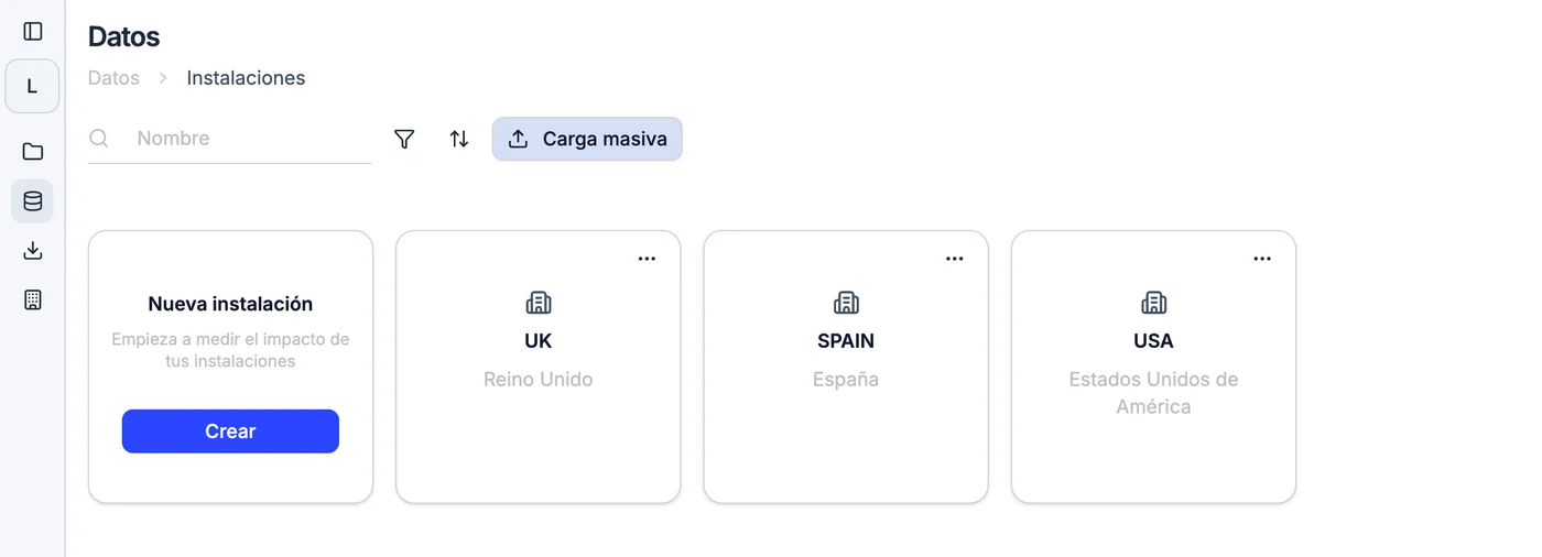 Carga masiva de consumos de instalaciones
