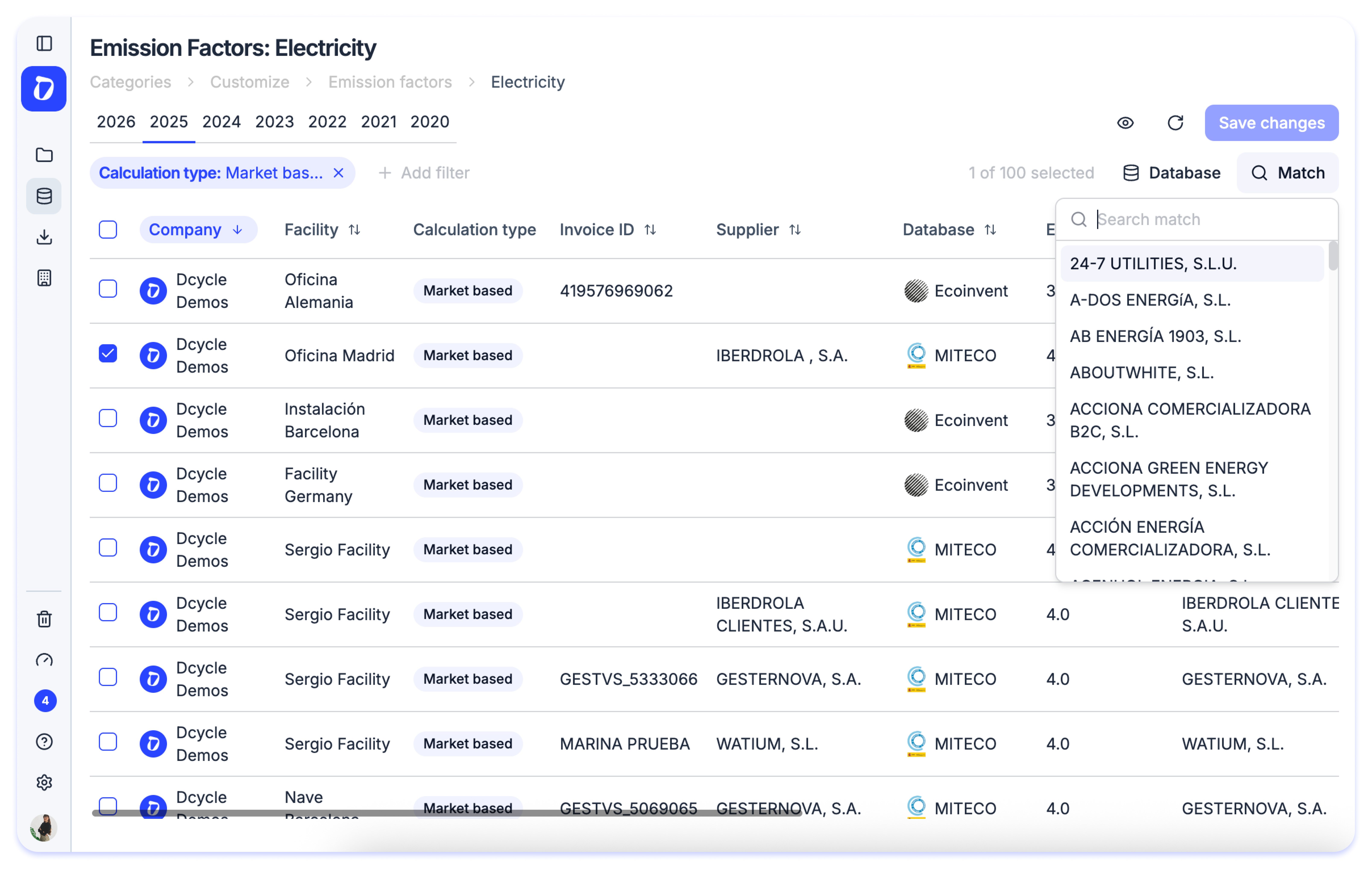 Edit the exact reference of your emission factors