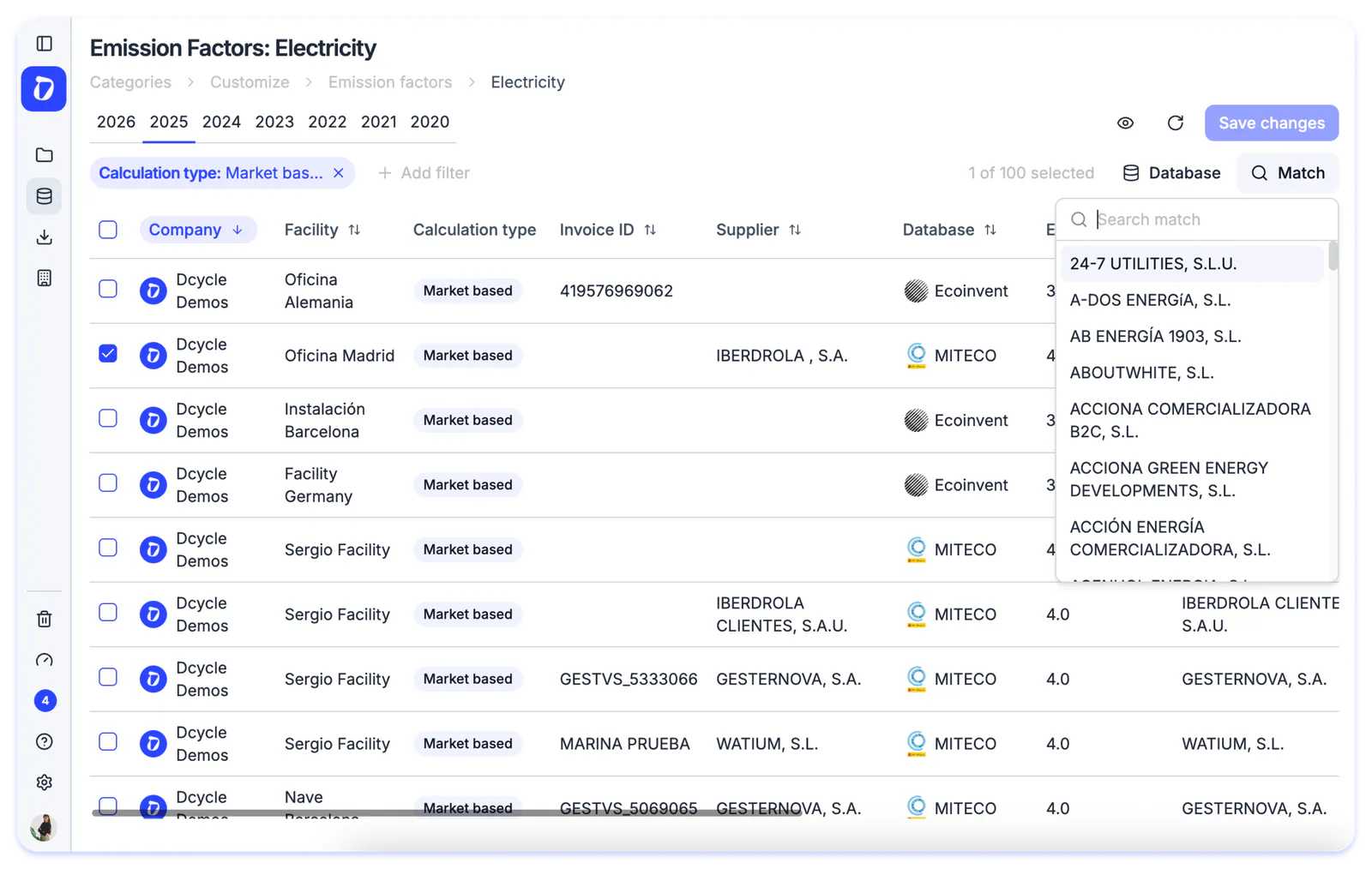 Edit the exact reference of your emission factors