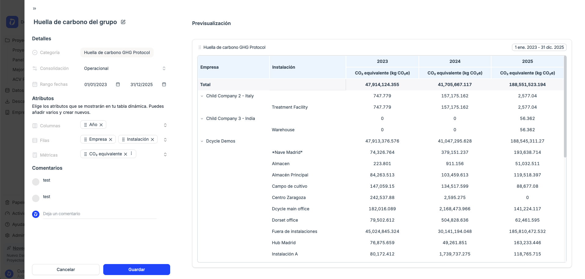 📊 Emisiones a nivel de instalación y de vehículos en tablas dinámicas