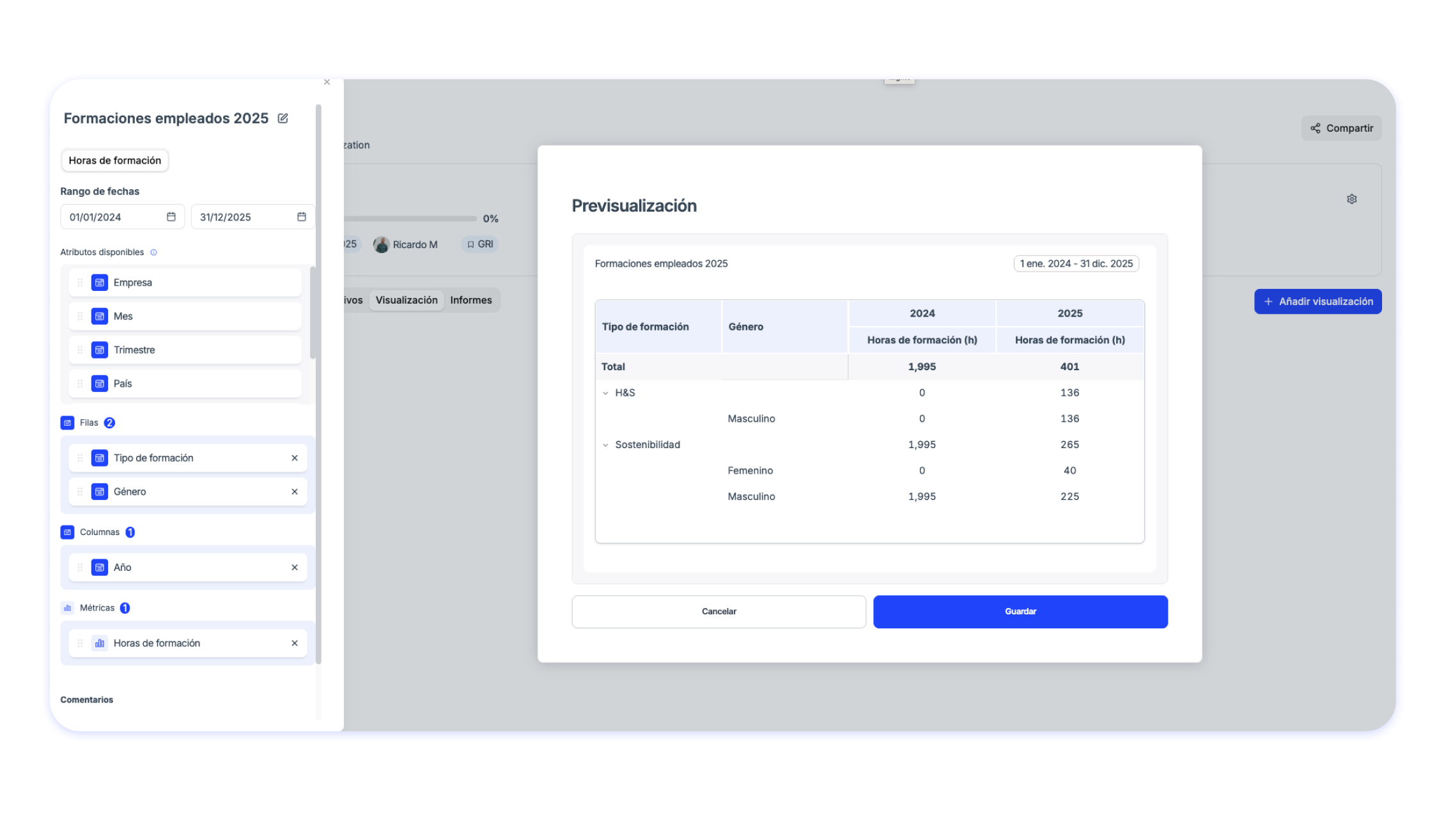 Nuevas tablas dinámicas de formaciones de trabajadores propios