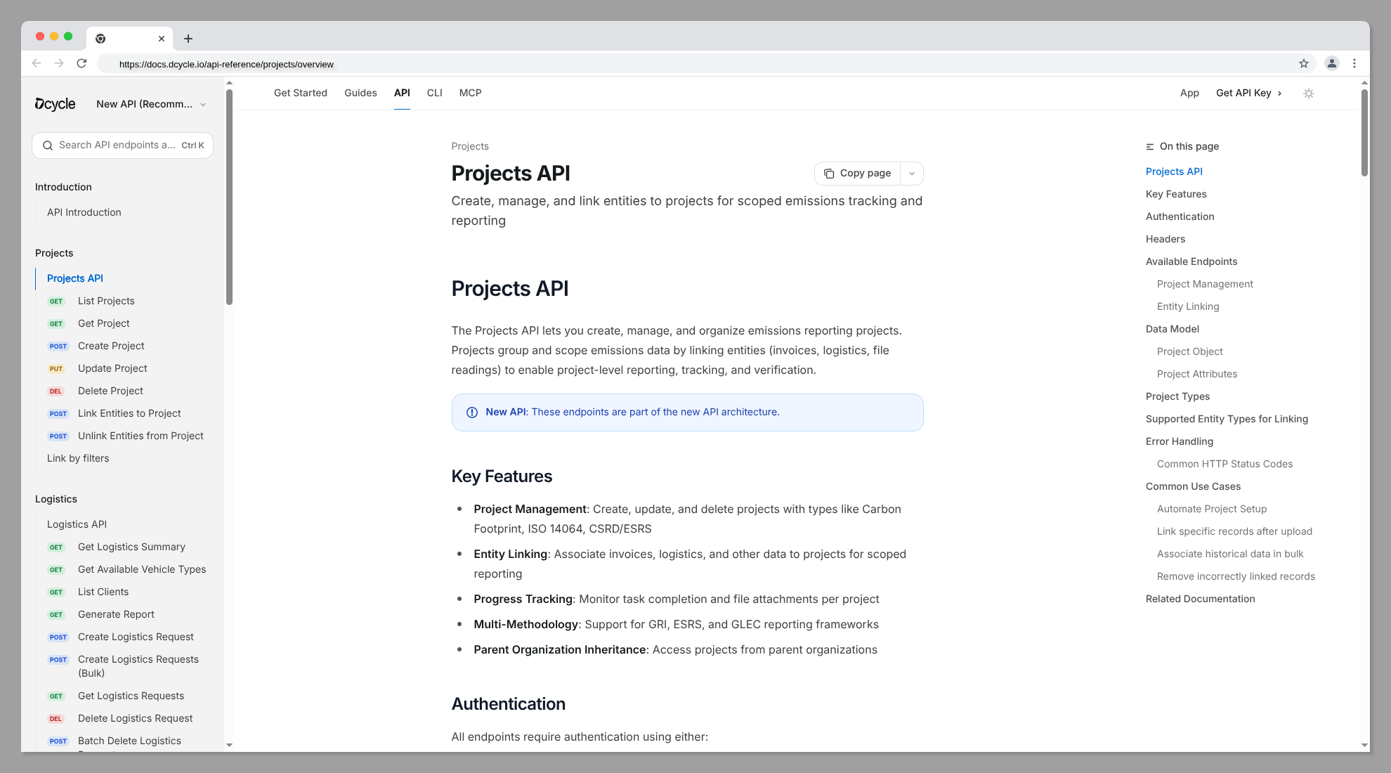 Projects API now available in Developer Center