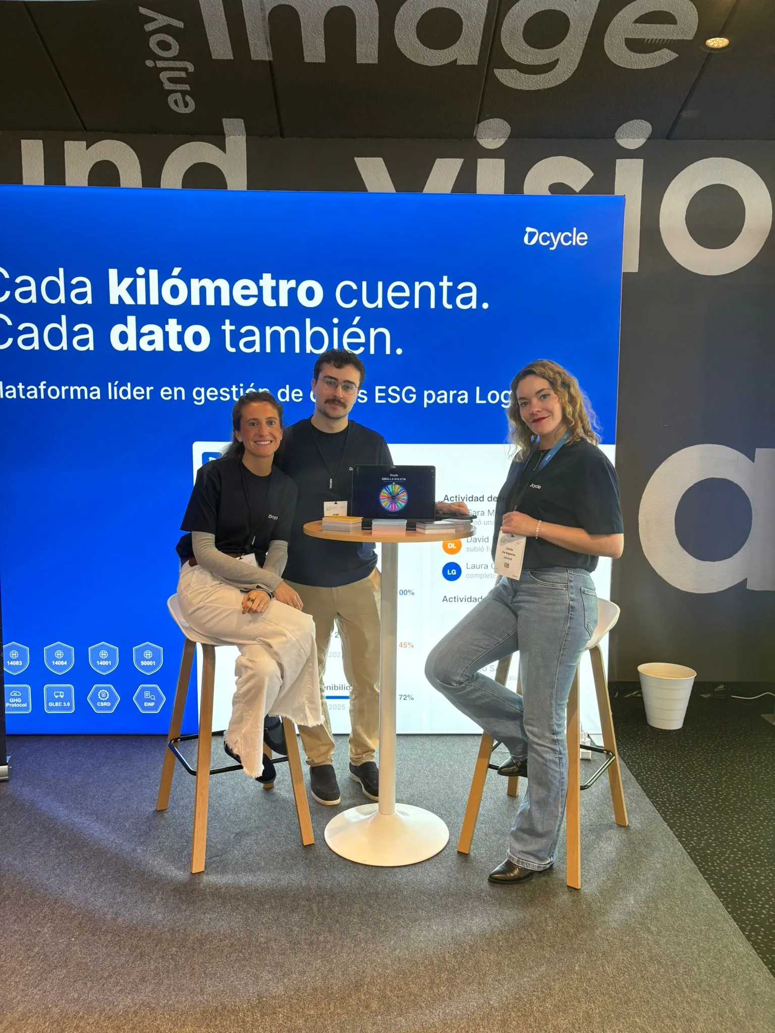 Dcycle team networking with logistics professionals at AECOC Transport Forum