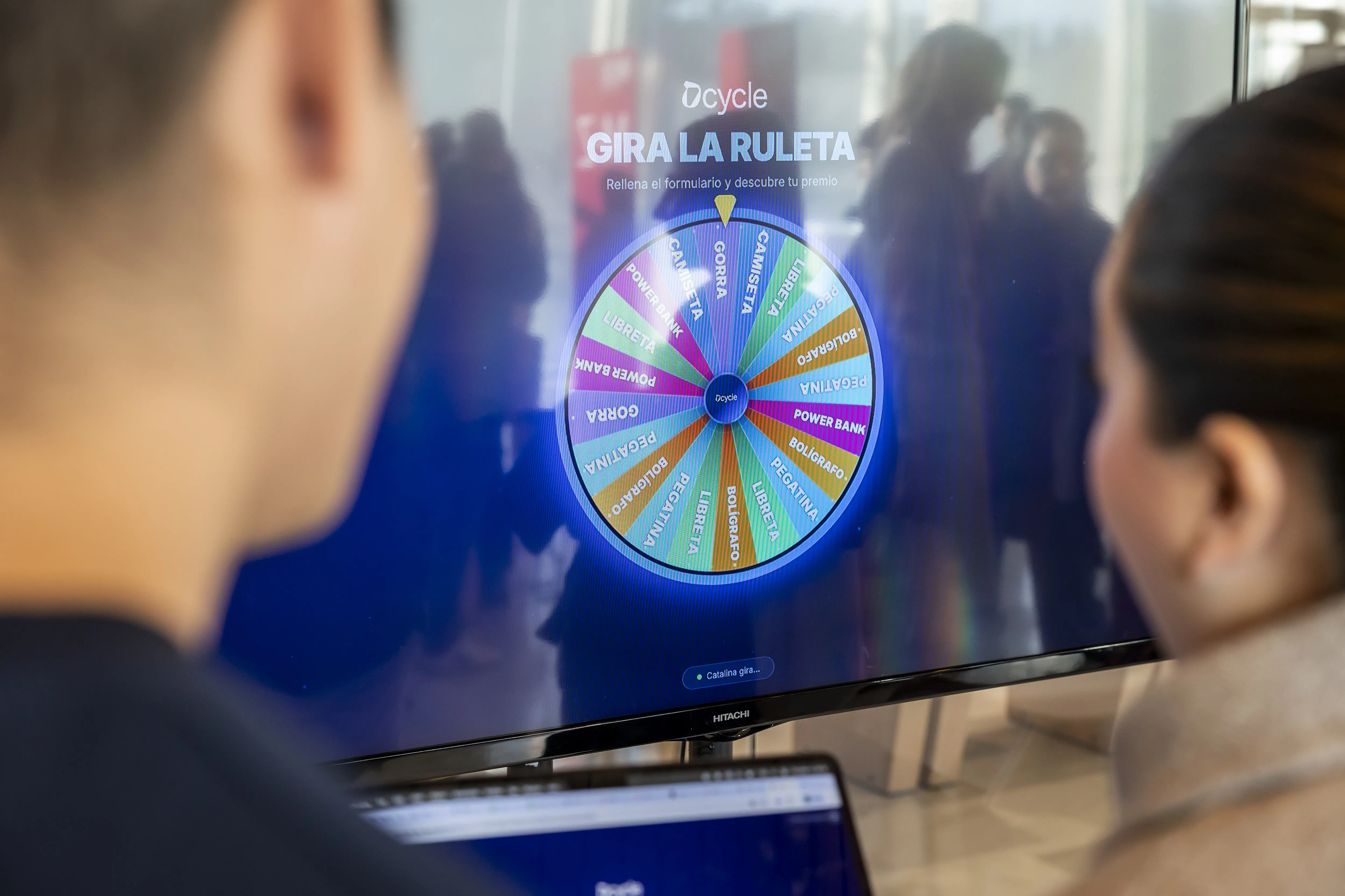 Close-up of the Dcycle ESG roulette screen with prizes