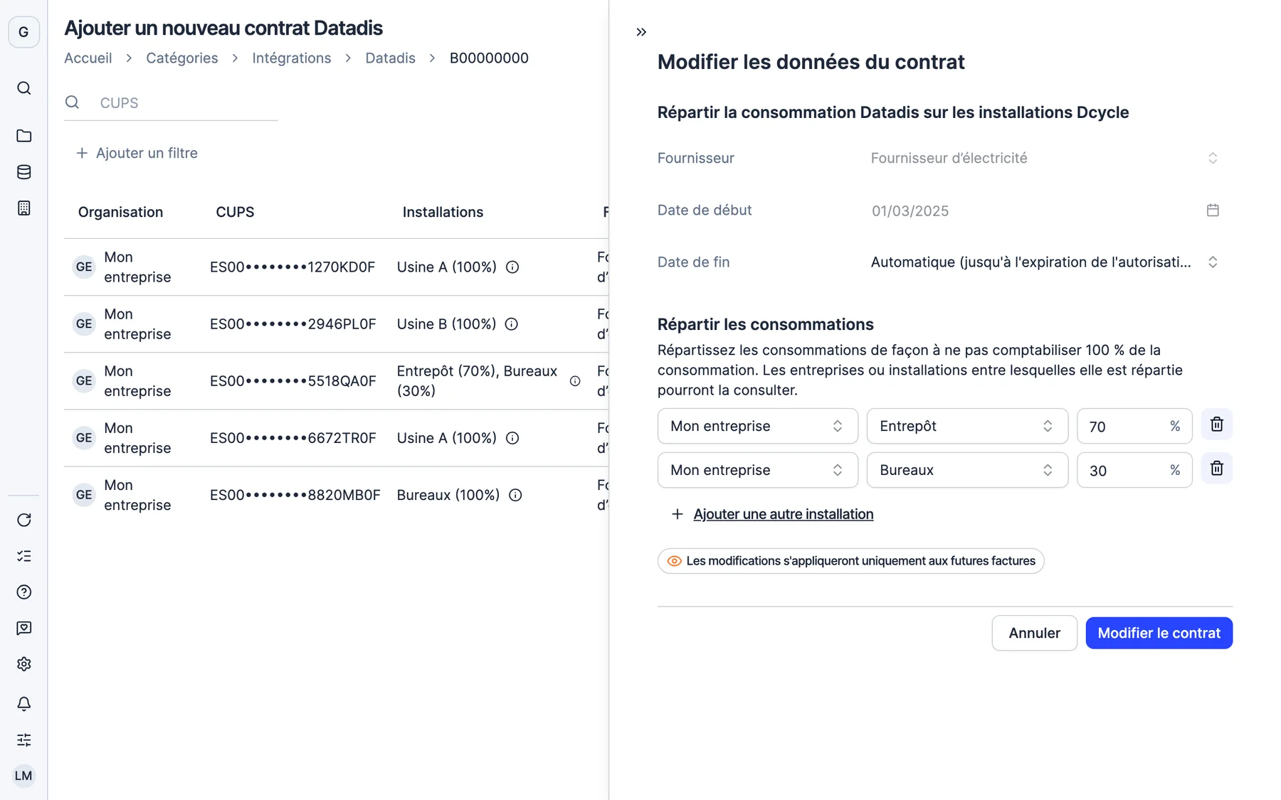 Un compteur, plusieurs usines.