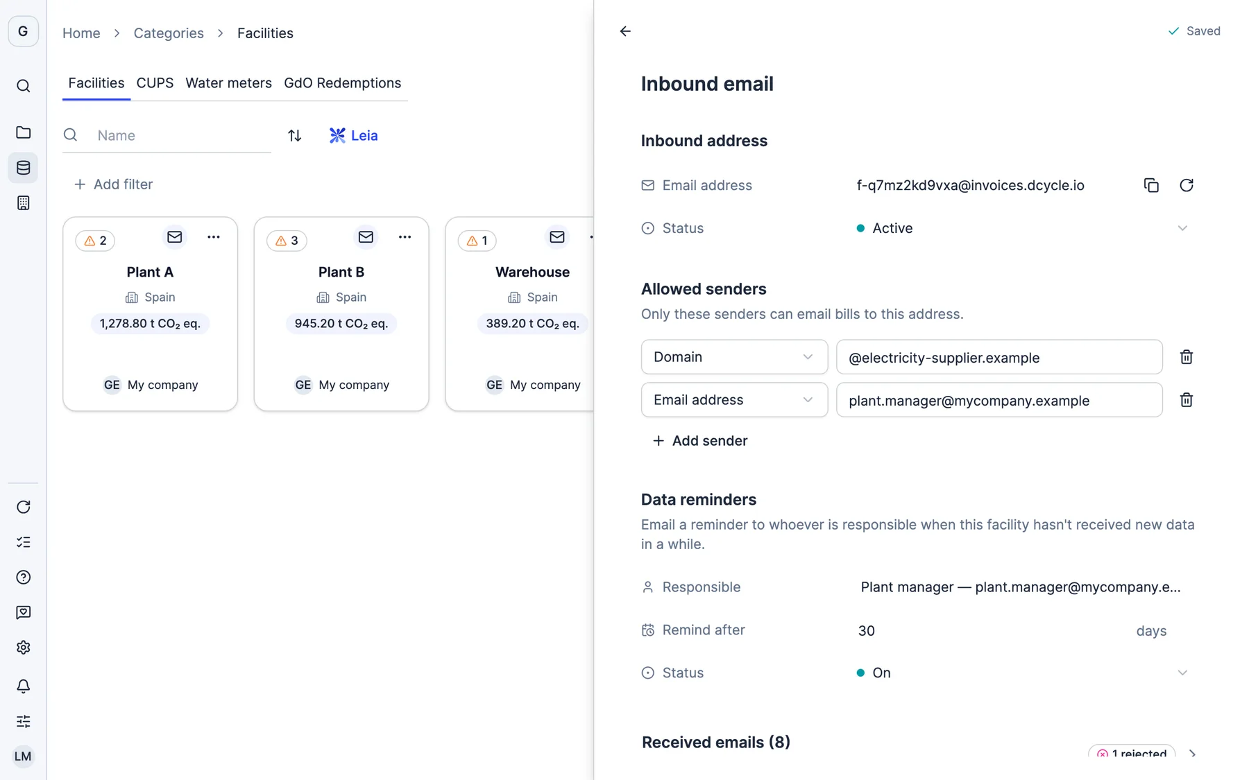 Elke fabriek, een eigen e-mailadres.