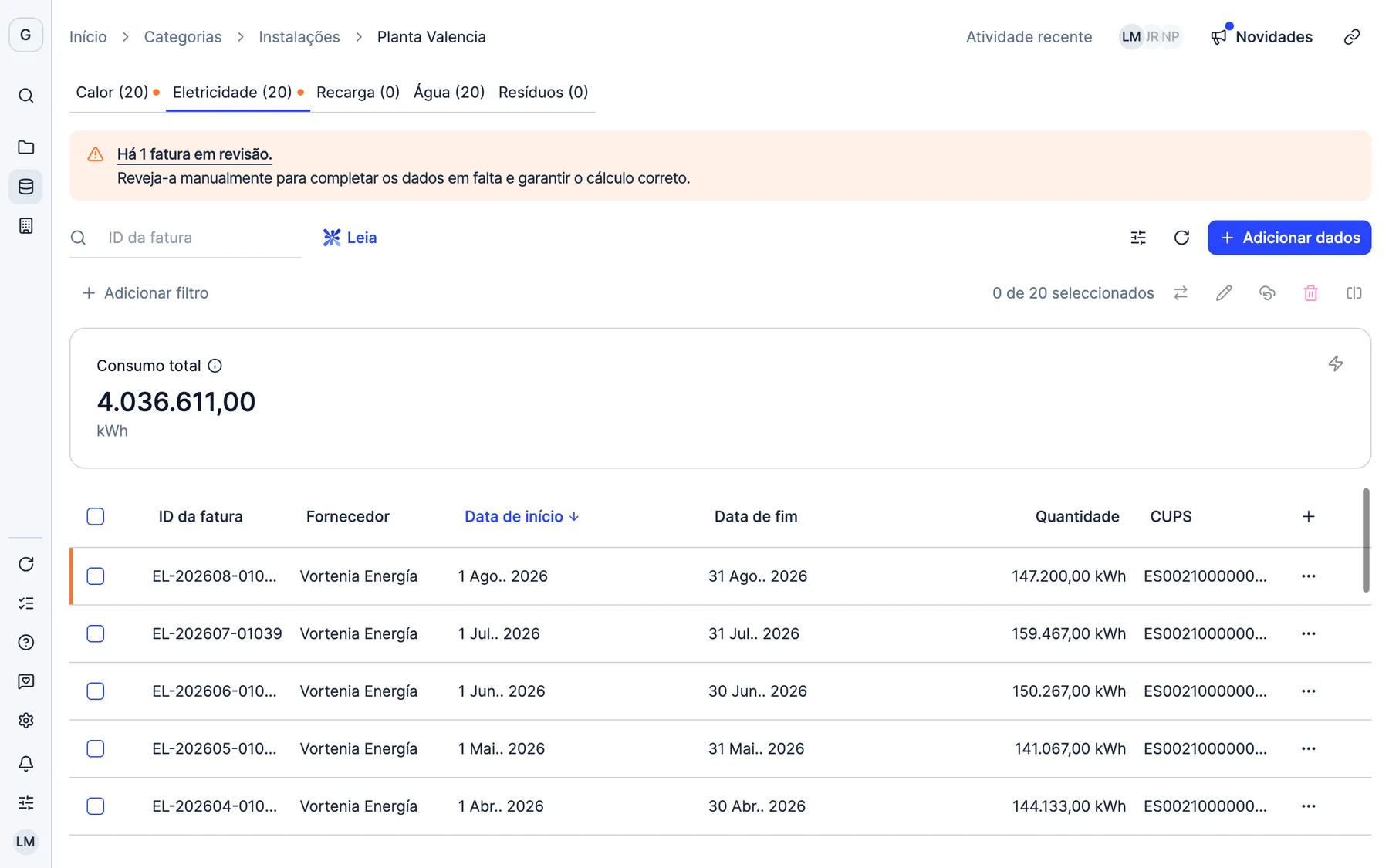 Dcycle para Finanças. A app real, com dados de exemplo.